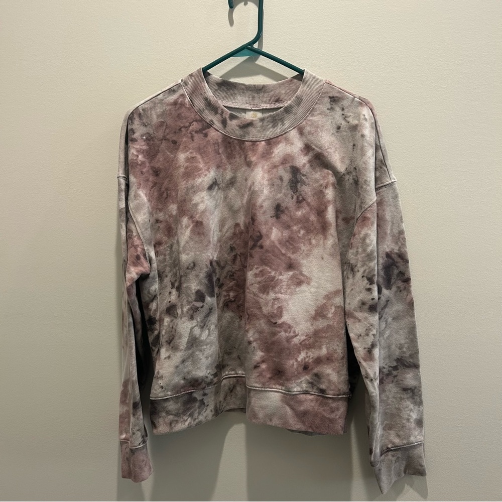 Chic Tie-Dye Sweatshirt in Plum and Gray - Picture 1 of 6